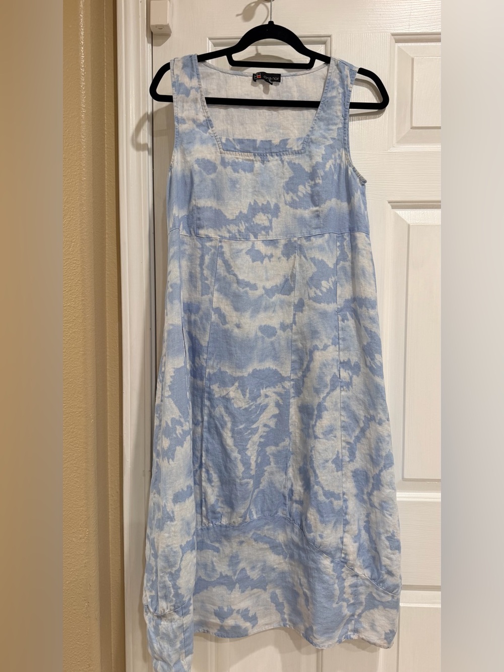 Light Blue 100% Linen Midi Dress - Women